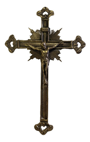 Crucifixo Parede Bronze Decoração Igreja Jesus Cristo Amigo