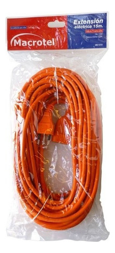 Alargador Extension De Corriente 15mts 10a Naranja Macrotel