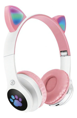 Auriculares Bluetooth Infantiles Gato Goldtech Catbass Color Rosa