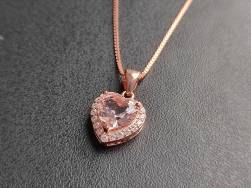 Collar Colgante Plata 925 Con Gema De Morganita Mh1
