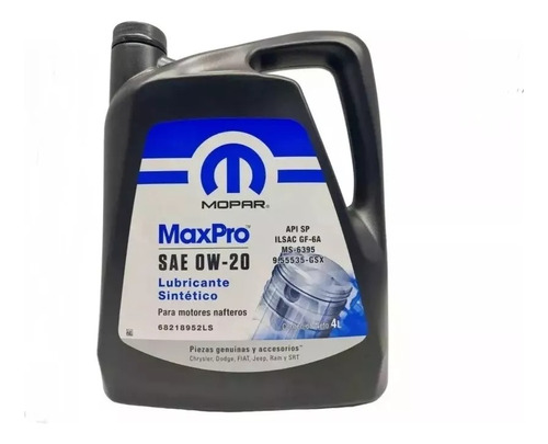 Aceite Mopar Max Pro 0w20 Fiat Argo 1.3 Drive 4 Litros Origi