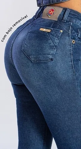 Calças jeans com best sale bojo