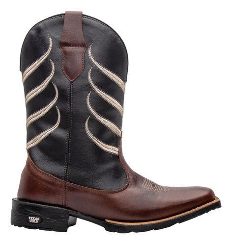 Bota Texana Country Masculina Couro Tribal + Carteira