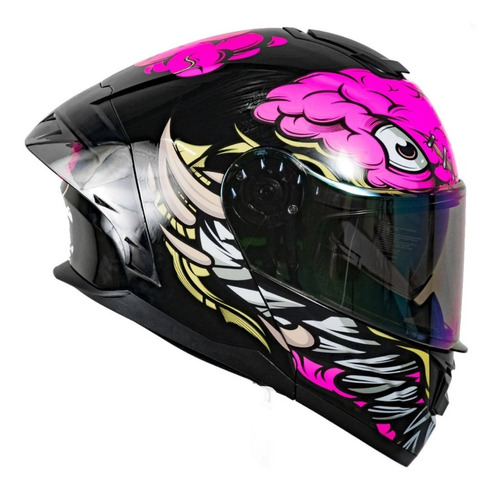 Casco Kov Abatible Rush Brainy Rosa Moto Certificado Dot Color Fucsia Tamaño del casco M (57-58 cm)
