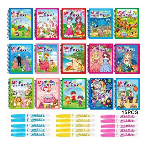 Libro Mágico De Agua Reutilizable – Set De 4 Libros Para Pintar Con Agua | Temas: Dinosaurios, Espacio, Vehículos Y Submarino | Juguete Educativo Sin Tinta Para Niños De 2 A 6 Años