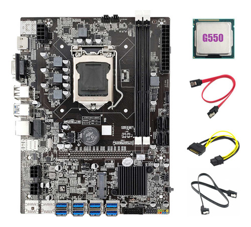 Placa Madre B75 Eth Mining, 8 Unidades Usb, Cpu G550, 2 Cabl