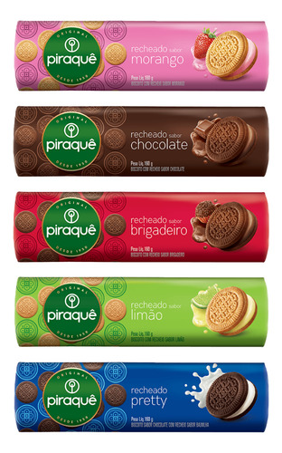 Kit 10 Biscoito Recheado Piraquê 160g - Sabores Diversos