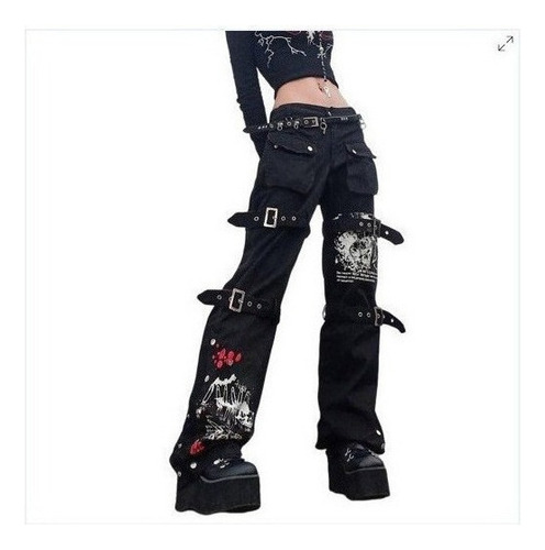 Pantalones De Chándal De Mezclilla Punk Gótico Femenino