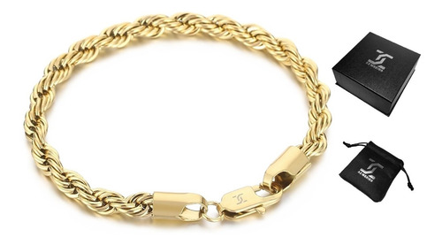 Pulsera Torsal Hombre Esclava Oro Laminado 18k 6mm