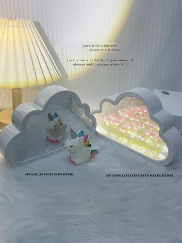 Luz Nocturna Con Espejo De Tulipán Led Nube Para Dormitorio