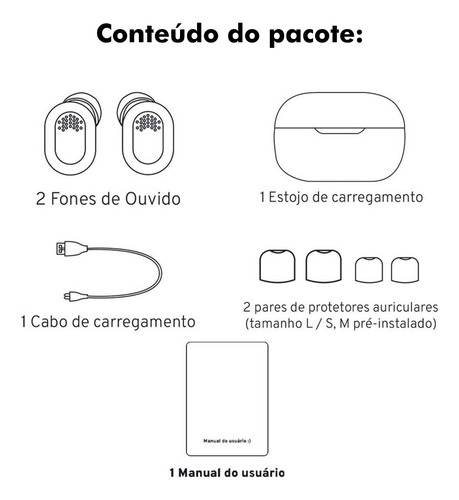Fone Ouvido Bluetooth Sem Fio Interno Preto Rosa Branco