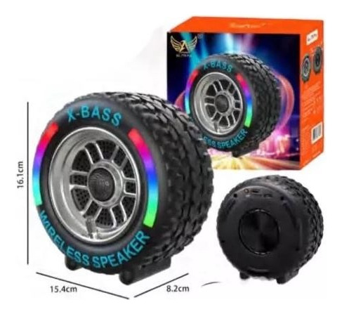 Caixa De Som Roda Pneu X-bass 20w Com Led Rgb Cor Vermelho