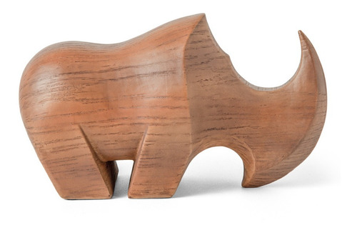 16659 Escultura Rinoceronte Em Poliresina - Mart Cor Marrom