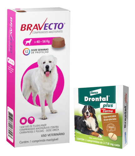 01 Drontal Plus Cães 35kg 2 Comp E 01 Bravecto 40 A 56kg