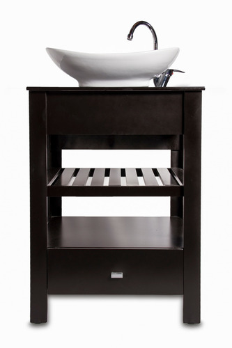 Imagen 5 de 10 de Vanitory 100% Laqueado Marron Oscuro 60cm (mueble Solo)