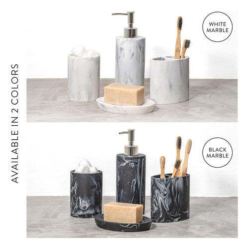 Juego De Accesorios De Baño, 4 Piezas Con Aspecto De Mármol,