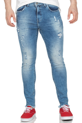 Calça Jeans Skinny Rock Soda Cropped Masculina Desfiada