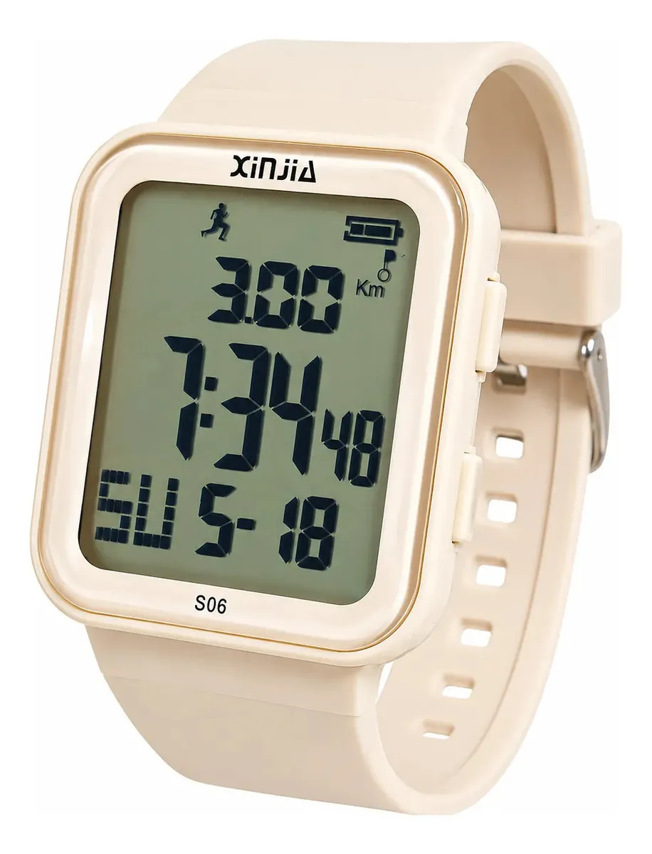Relogio Esportivo Xinjia Digital Inteligente Recarregavel Rosa-claro Cinza