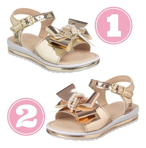 Imagem 2 de 4 de Kit 3 Pares Sandalia Infantil Feminina Rasteirinha Tratorada
