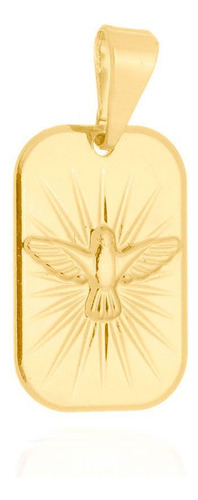 Pingente Placa Espirito Santo - 2,0 X 1,3 Cm - Banhado A Ou