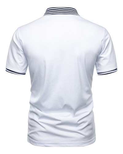 Camiseta Casual Con Botones Y Parche De Manga Corta Para Hom