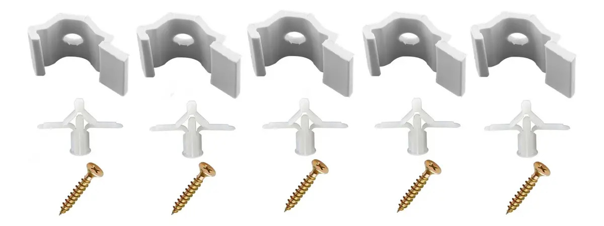 Kit 5 Presilhas Para Trilho Suíço 19mm Maxi Gesso E Drywall Cor Branco