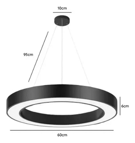 Lámpara Led Colgante Redonda Moderna 60cm 36w Luz Fría