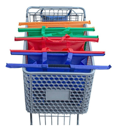Set Kit 4 Bolsas De Colores Para Carrito Super Ecológico