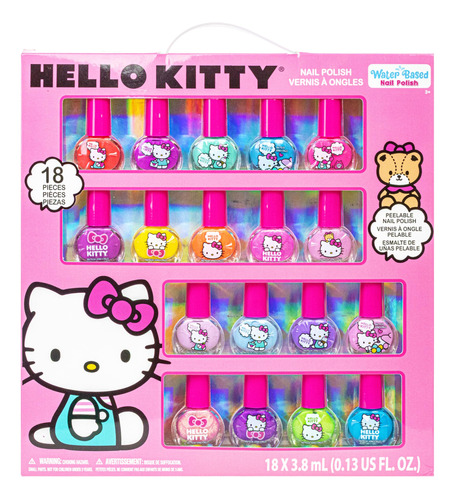 Hello Kitty - Juego De Esmaltes De Uñas No Tóxicos A Base.