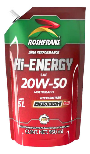 Aceite Mineral Hi-energy Sl 20w50 1 Lts Roshfrans 