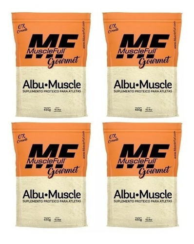 Kit 4x Albumina 100% Pura Com Sabor 450g - Muscle Full - Albumina Gourmet - Melhor Sabor - Revenda