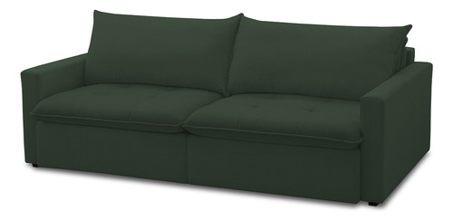Sofá Cama Retrátil Reclinável Sala 208cm Lari Veludo Verde