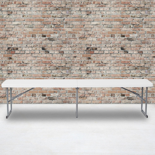 Banco Plegable De Plástico Blanco Granito 26 X 180 Cm Con As