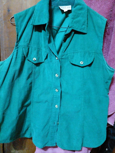 Camisa Sin Mangas De Pana Verde Usado Talla M