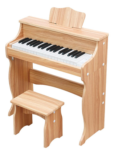 Losbenco Piano De Madera Para Ninos, 37 Teclas De Piano Para