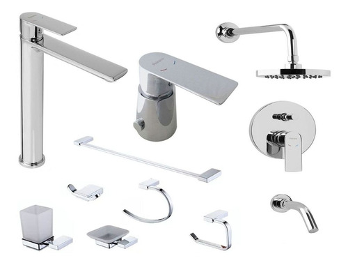 Combo Griferia Lavatorio Bidet Ducha Accesorios Vera P