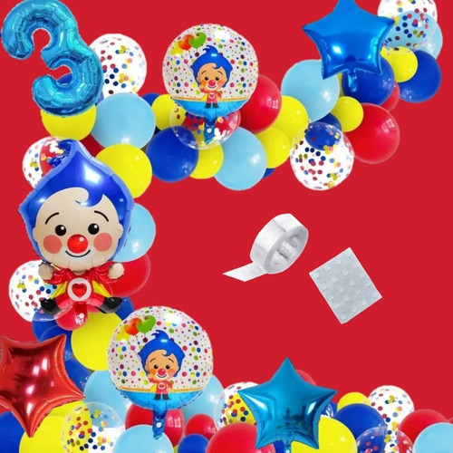 Pack De Globos Payaso Plim Plim, Decoración Plim Plim, 