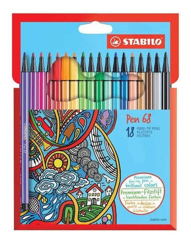 Marcador Stabilo Pen 68 X 12 Colores