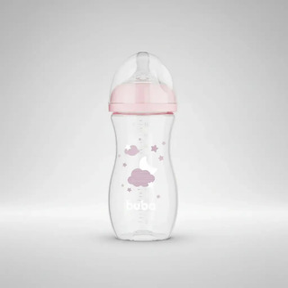 Mamadeira Buba 330ml Menino Menina Anticólica +4m Bico 3 Cor Rosa-claro Nuvem