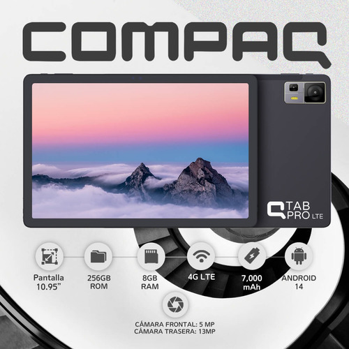 Compaq Tablet Qtabpro Lte 10.95 8 Ram 256 Gb Android 4g Lte Gris