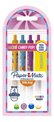 Bolsa C/4 Canetas Papermate Km 100 Rt Mini Candy Pop Sortida
