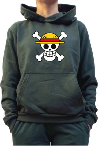 Poleron Hoodie Canguro One Piece Luffy Pirata Lacombidelmemo