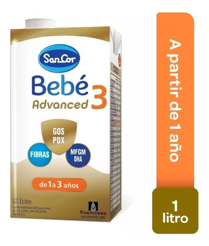 Leche De Formula Sancor Bebe 3 Advanced 1000ml Pack X 24 Bricks +12 Meses