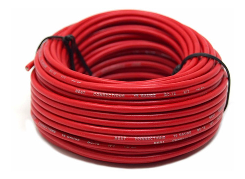 Audiopipe 50 'pie Rojo Primaria Calibre 16 Cable Wire Car