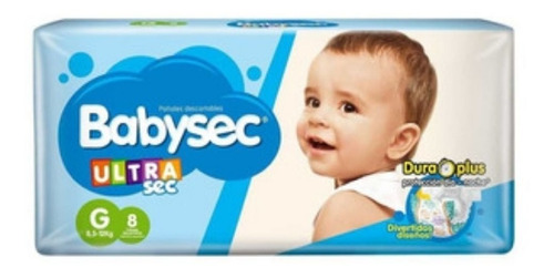 Pañales Babysec Ultrasec Dura Plus Talle G X 8 Unid 