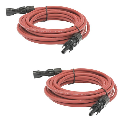 2 Cables Fotovoltaicos 2.5m Rojo Calibre 10 Awg 2 Terminales