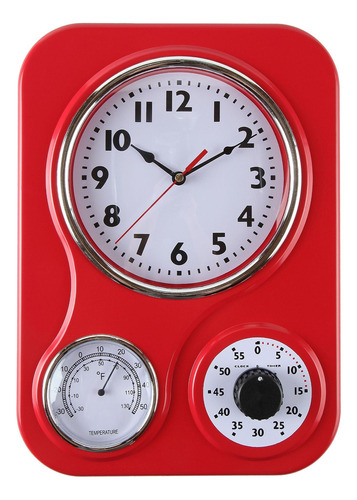 Lilyshome - Reloj De Cocina Retro Con Temperatura Y Temporiz