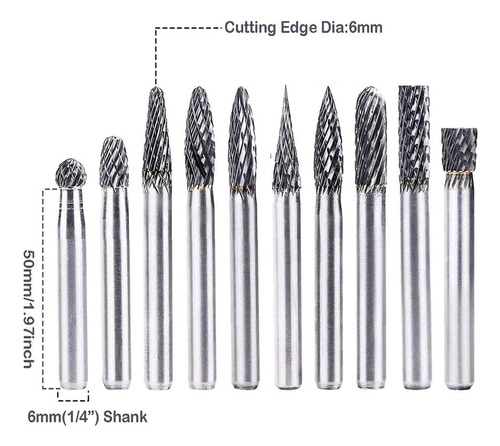 10 Piezas De Brocas De Corte Rotativo, De Doble Corte, ...