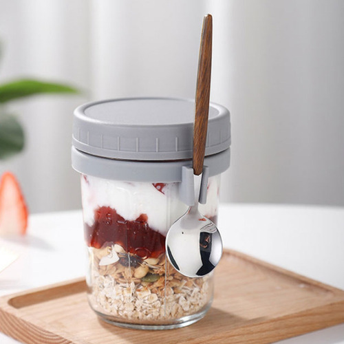 . Paquete De 4 Tarros De Avena Para La Noche Con Tapas Y