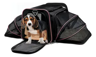 Bolsa Pet Para Transporte Viagem Expansível Avião Cabine Cães E Gatos Cor Rosa